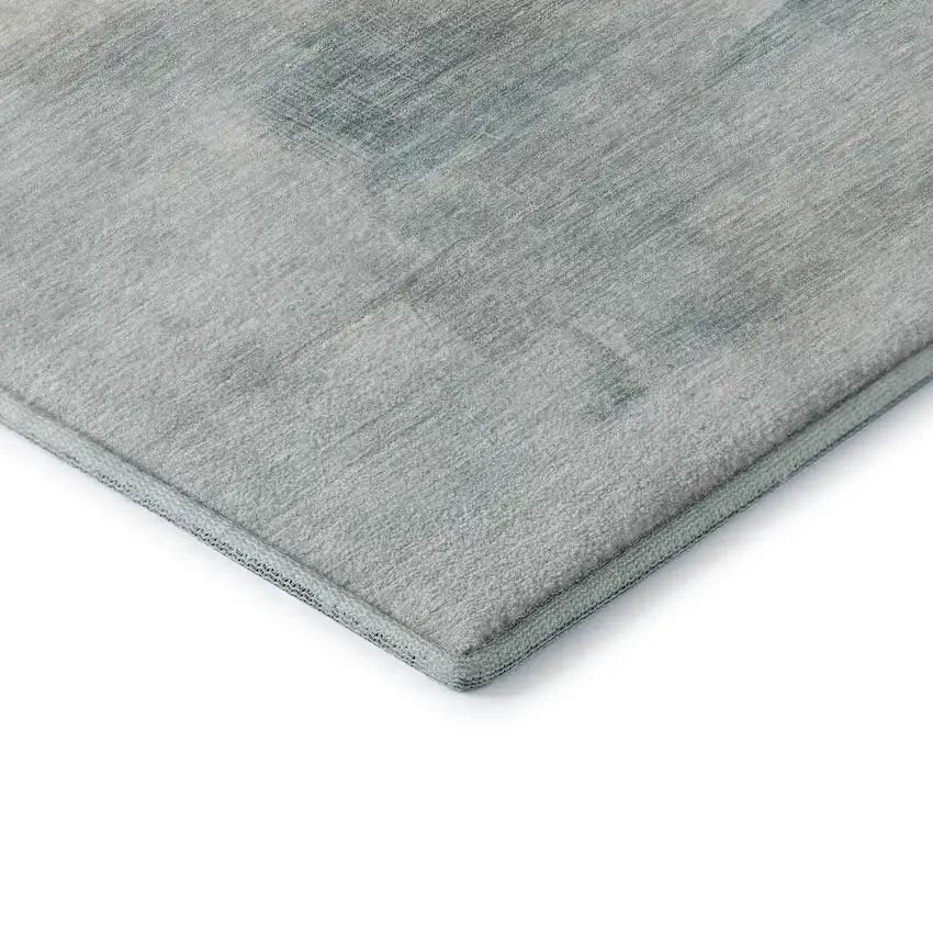 Sky Blue And Ivory Abstract Washable Area Rug With UV Protection Photo 9