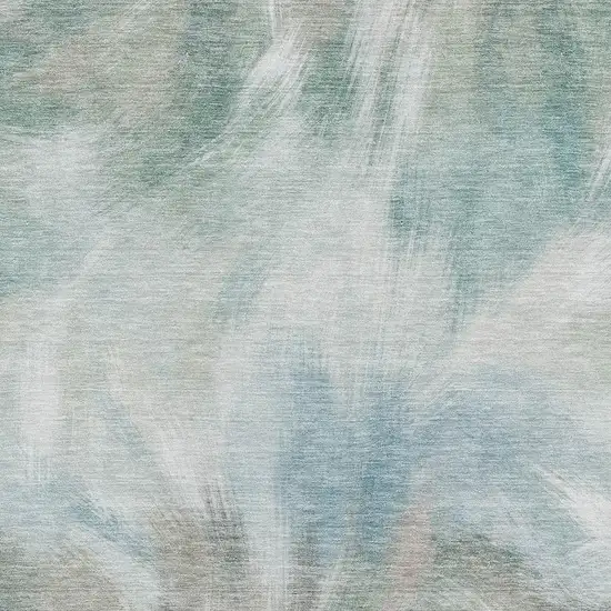 Sky Blue And Ivory Abstract Washable Area Rug With UV Protection Photo 3