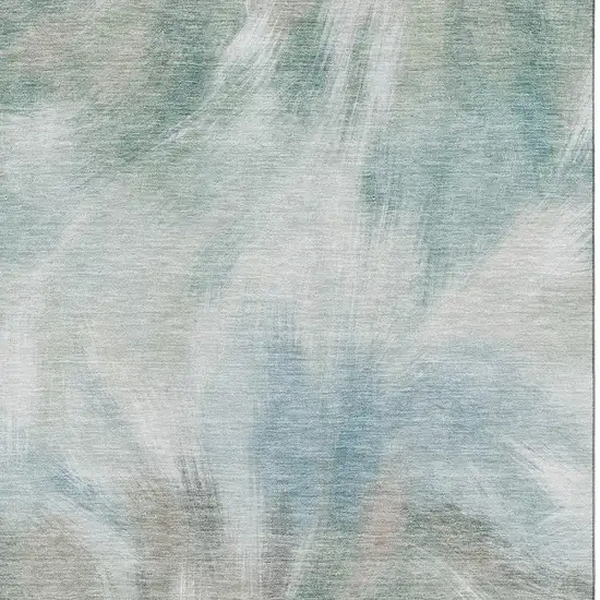 Sky Blue And Ivory Abstract Washable Area Rug With UV Protection Photo 3