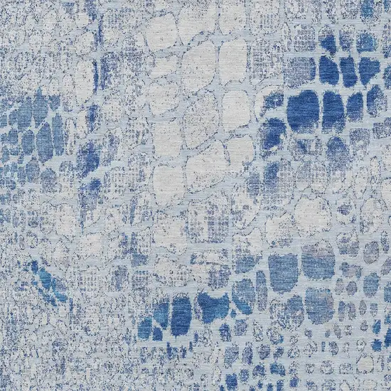 Sky Blue And Ivory Abstract Washable Indoor Outdoor Area Rug Photo 5