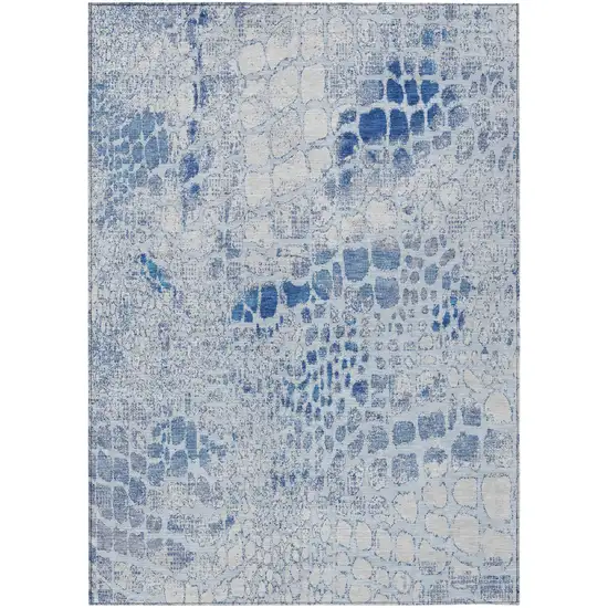 Sky Blue And Ivory Abstract Washable Indoor Outdoor Area Rug Photo 2