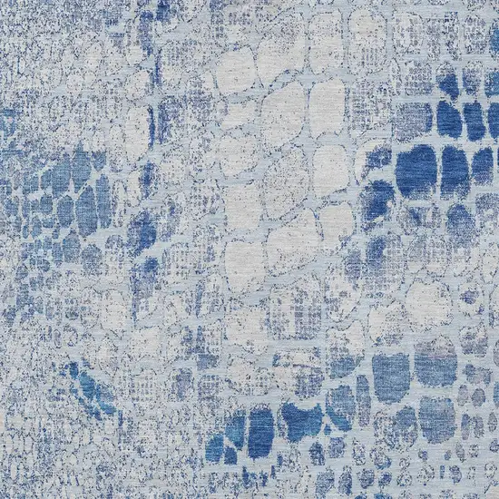 Sky Blue And Ivory Abstract Washable Indoor Outdoor Area Rug Photo 5