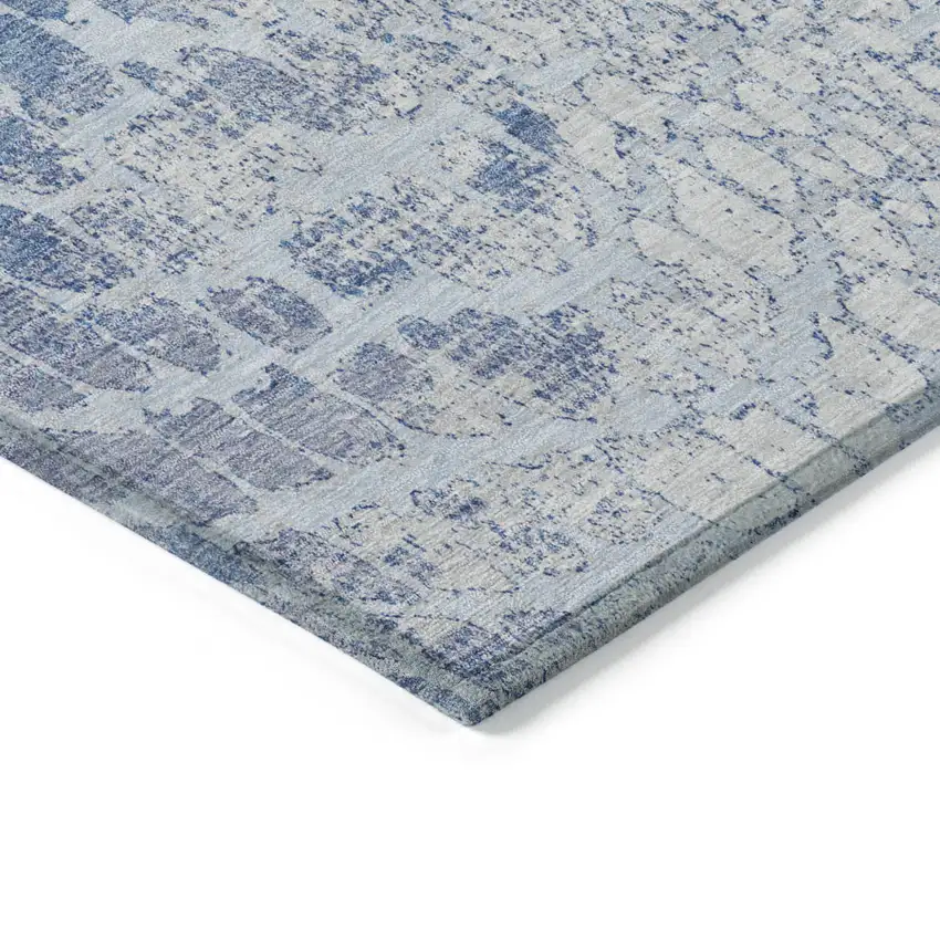 Sky Blue And Ivory Abstract Washable Indoor Outdoor Area Rug Photo 4