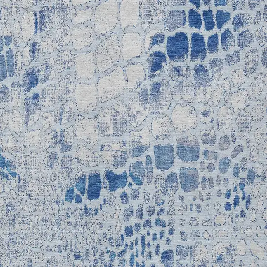 Sky Blue And Ivory Abstract Washable Indoor Outdoor Area Rug Photo 5