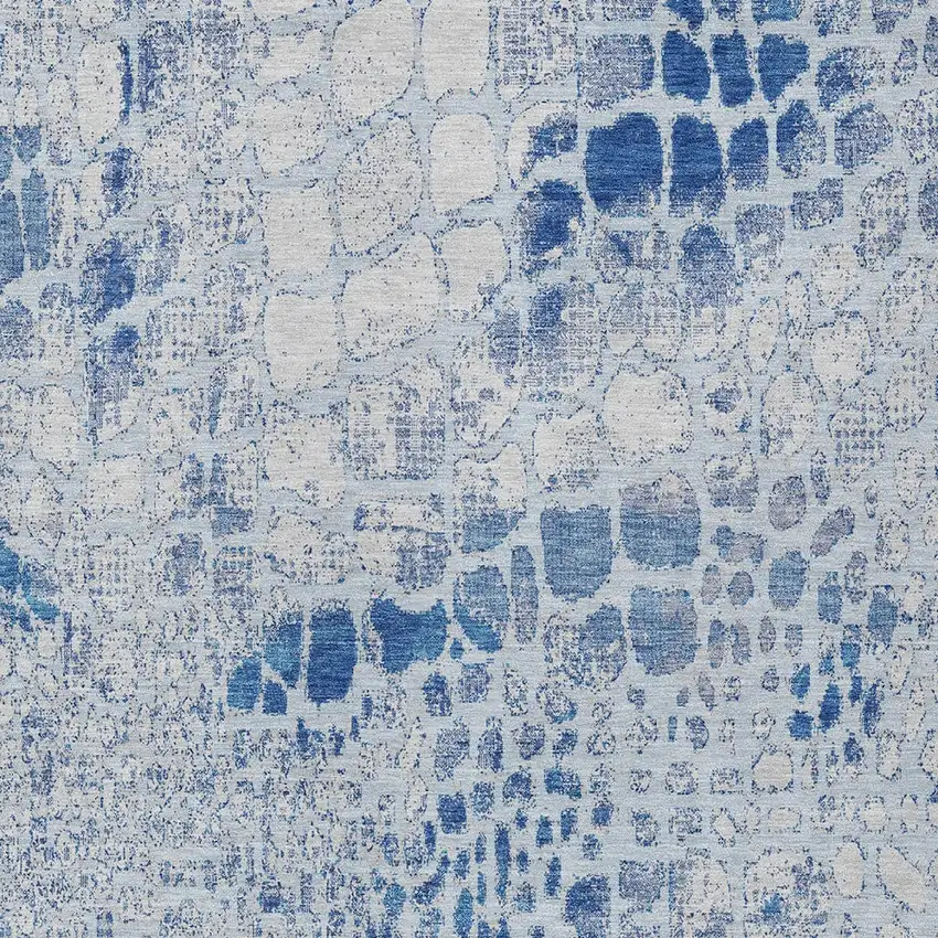 Sky Blue And Ivory Abstract Washable Indoor Outdoor Area Rug Photo 5