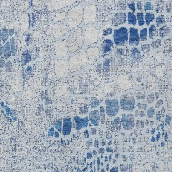 Sky Blue And Ivory Abstract Washable Indoor Outdoor Area Rug Photo 5