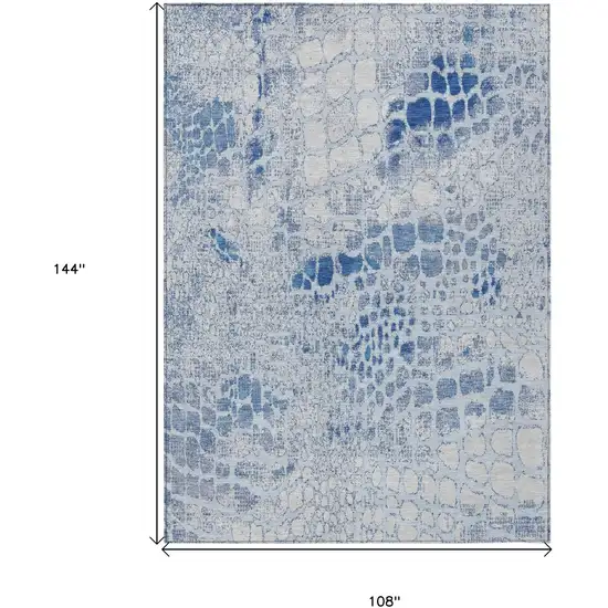 Sky Blue And Ivory Abstract Washable Indoor Outdoor Area Rug Photo 3