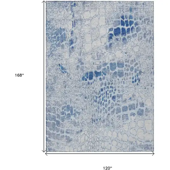 Sky Blue And Ivory Abstract Washable Indoor Outdoor Area Rug Photo 3