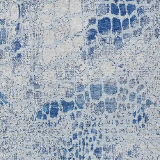 Sky Blue And Ivory Abstract Washable Indoor Outdoor Area Rug Photo 5