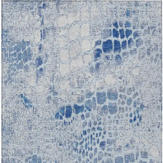 Sky Blue And Ivory Abstract Washable Indoor Outdoor Area Rug Photo 6