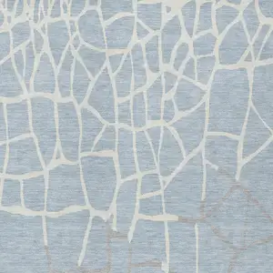 Photo of Sky Blue And Ivory Abstract Washable Indoor Outdoor Area Rug