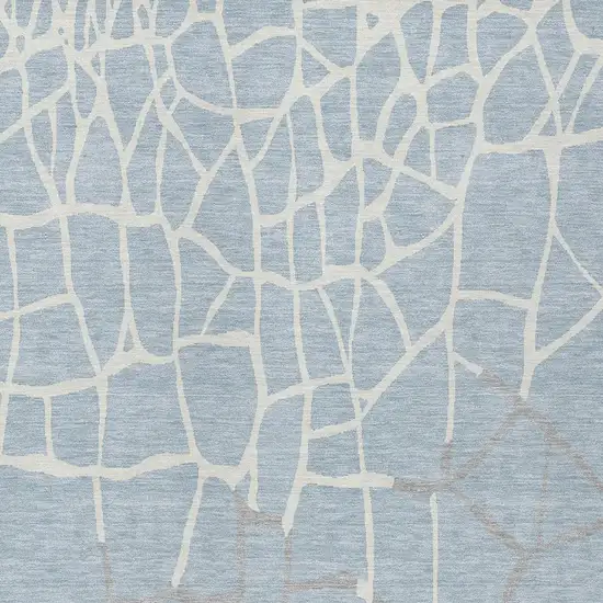 Sky Blue And Ivory Abstract Washable Indoor Outdoor Area Rug Photo 5