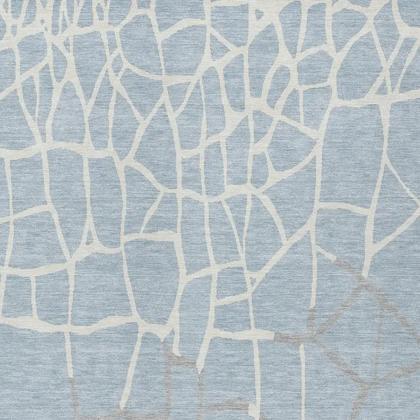 Sky Blue And Ivory Abstract Washable Indoor Outdoor Area Rug Photo 5