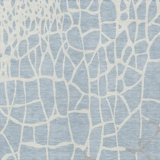 Sky Blue And Ivory Abstract Washable Indoor Outdoor Area Rug Photo 5