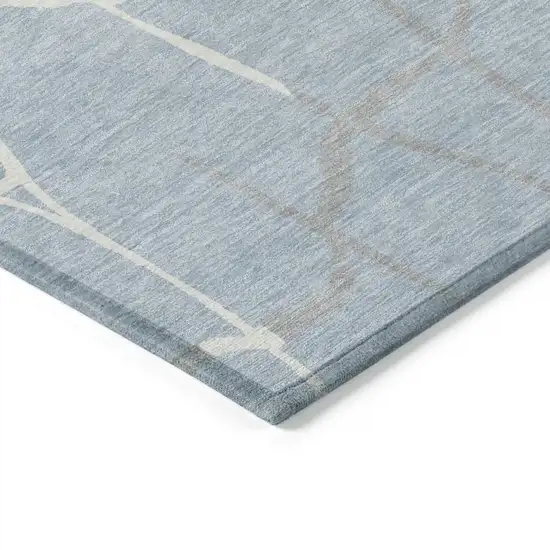 Sky Blue And Ivory Abstract Washable Indoor Outdoor Area Rug Photo 4