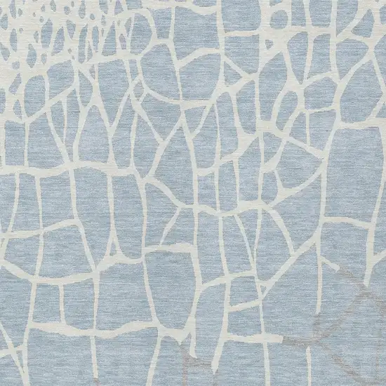 Sky Blue And Ivory Abstract Washable Indoor Outdoor Area Rug Photo 5