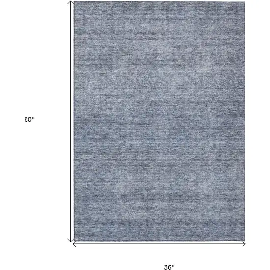 Sky Blue And Ivory Abstract Washable Indoor Outdoor Area Rug Photo 3