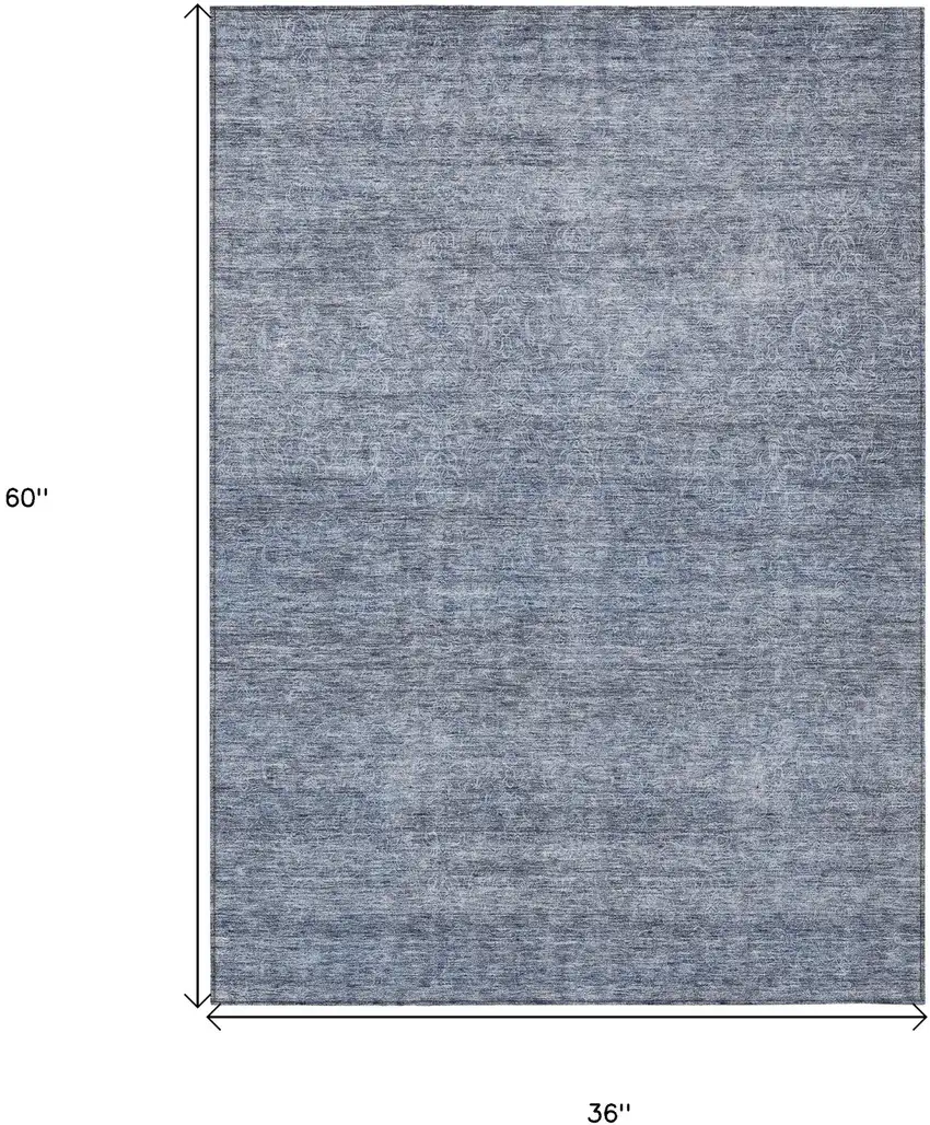 Sky Blue And Ivory Abstract Washable Indoor Outdoor Area Rug Photo 3
