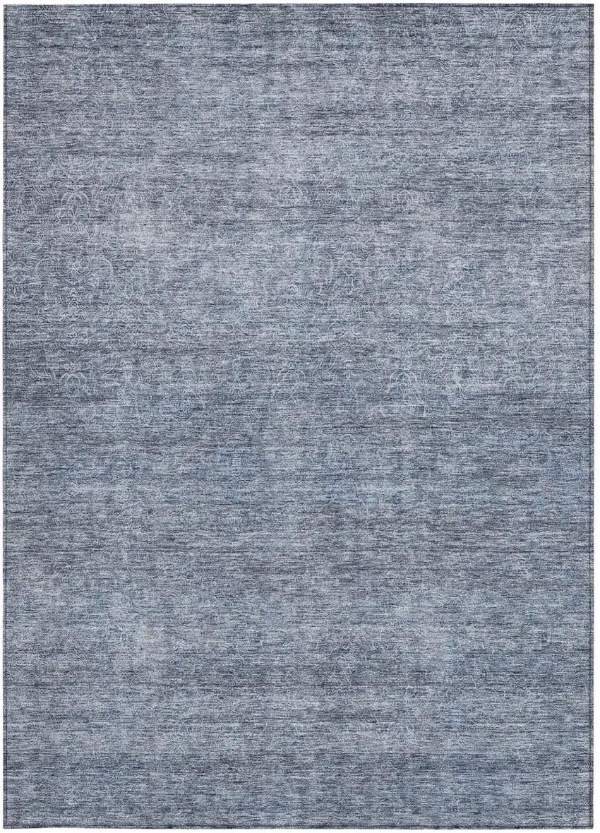 Sky Blue And Ivory Abstract Washable Indoor Outdoor Area Rug Photo 7