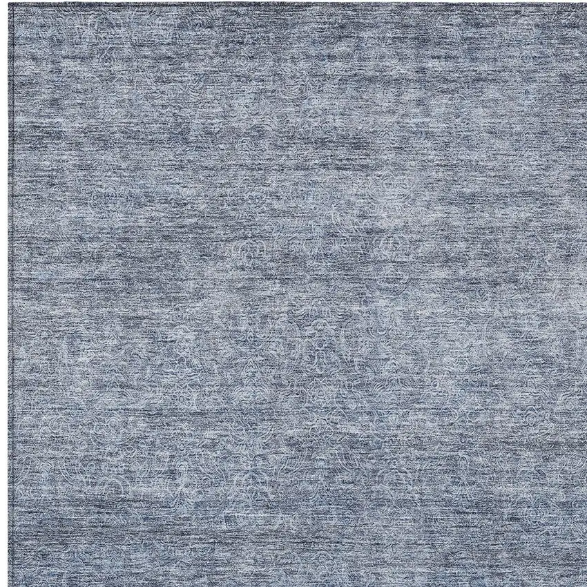 Sky Blue And Ivory Abstract Washable Indoor Outdoor Area Rug Photo 6