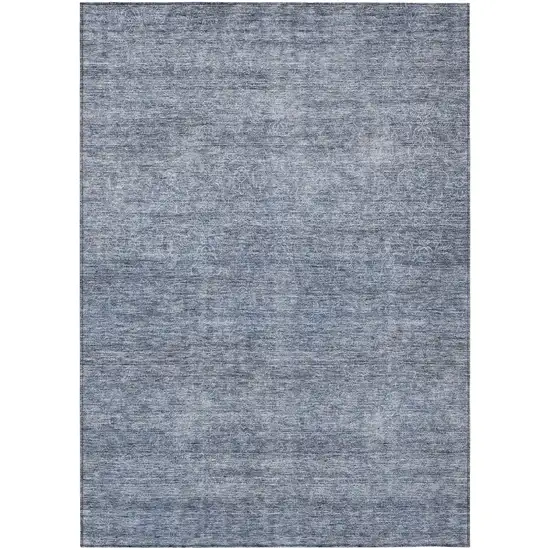 Sky Blue And Ivory Abstract Washable Indoor Outdoor Area Rug Photo 2