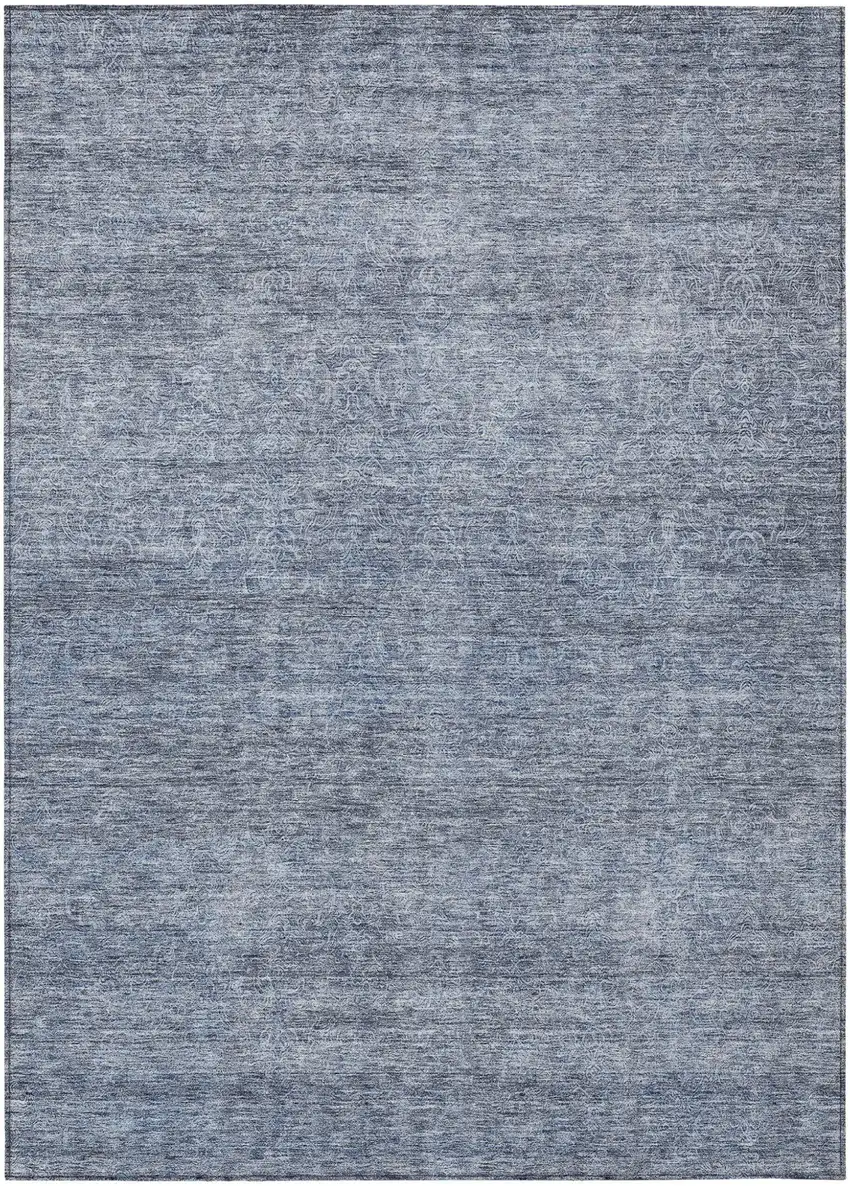 Sky Blue And Ivory Abstract Washable Indoor Outdoor Area Rug Photo 2