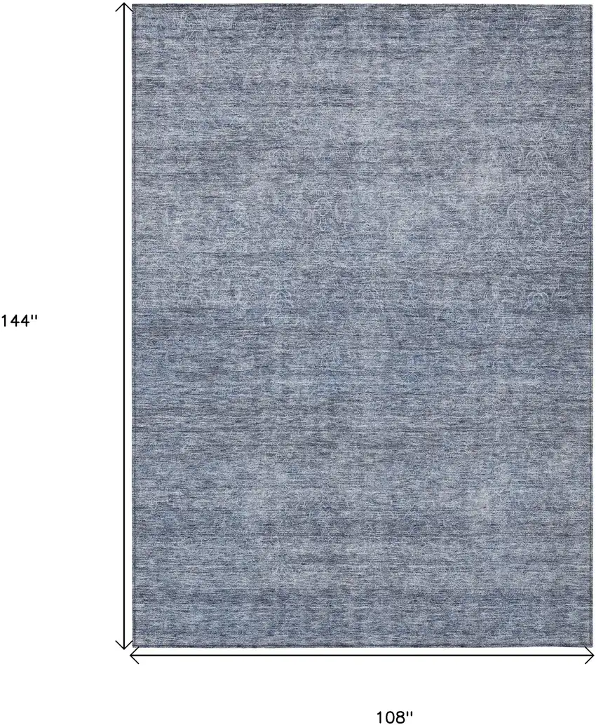 Sky Blue And Ivory Abstract Washable Indoor Outdoor Area Rug Photo 3