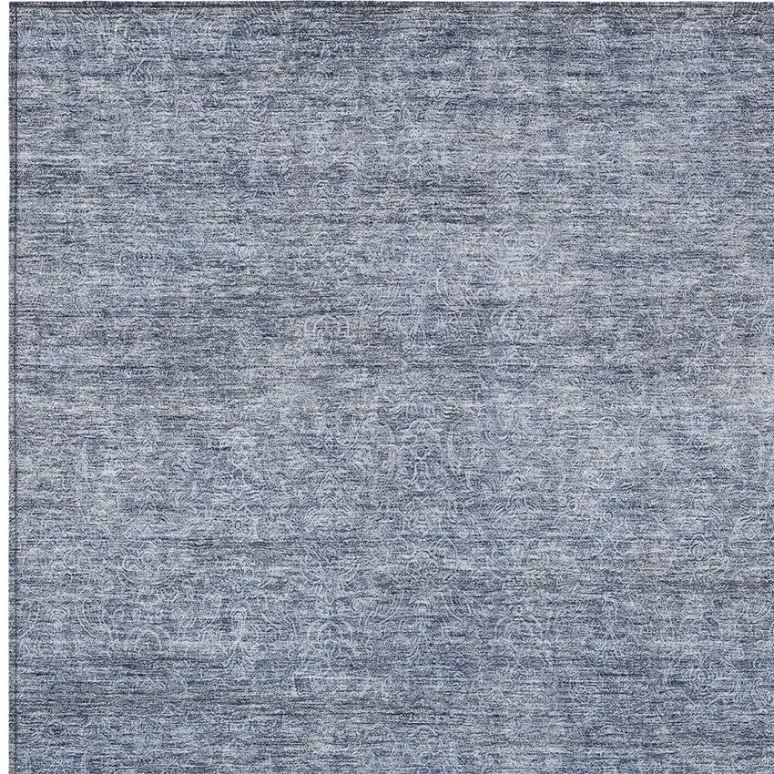 Sky Blue And Ivory Abstract Washable Indoor Outdoor Area Rug Photo 7