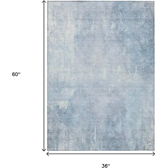 Sky Blue And Ivory Abstract Washable Indoor Outdoor Area Rug Photo 9