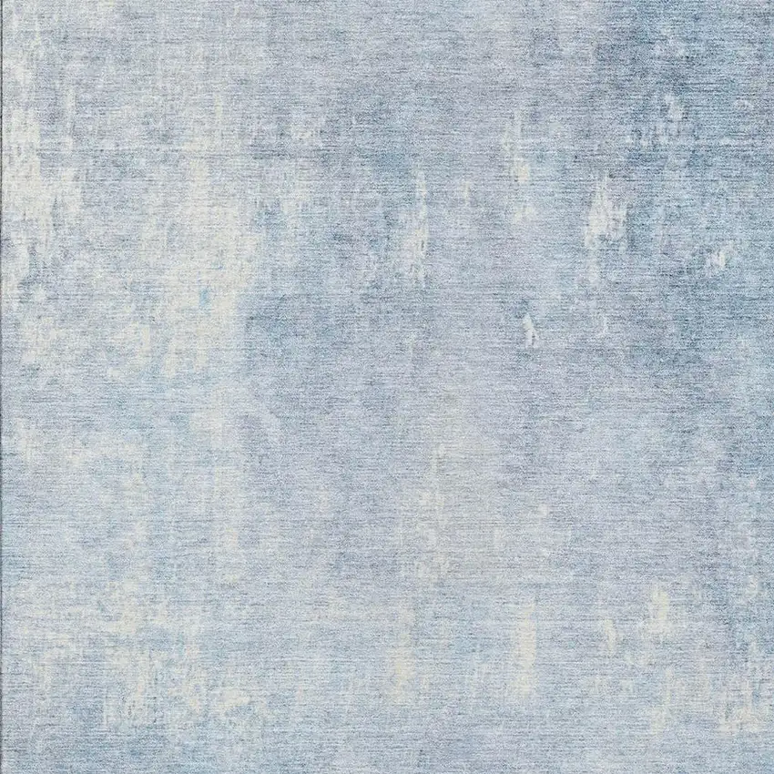 Sky Blue And Ivory Abstract Washable Indoor Outdoor Area Rug Photo 3