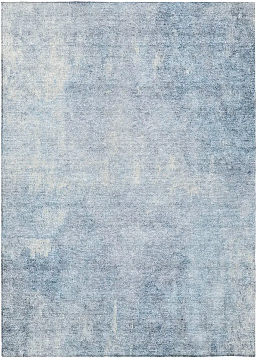 Sky Blue And Ivory Abstract Washable Indoor Outdoor Area Rug Photo 8