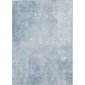 Photo of Sky Blue And Ivory Abstract Washable Indoor Outdoor Area Rug