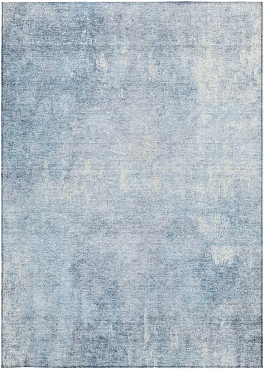 Sky Blue And Ivory Abstract Washable Indoor Outdoor Area Rug Photo 1