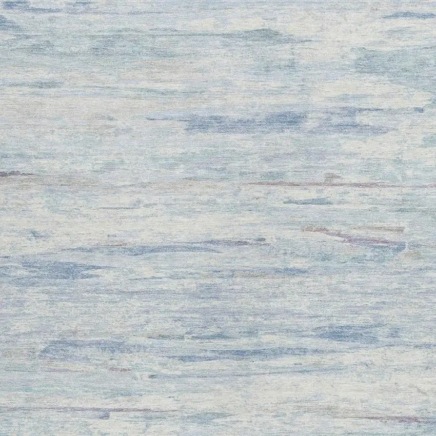 Sky Blue And Ivory Abstract Washable Indoor Outdoor Area Rug Photo 3