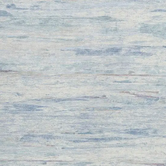 Sky Blue And Ivory Abstract Washable Indoor Outdoor Area Rug Photo 3