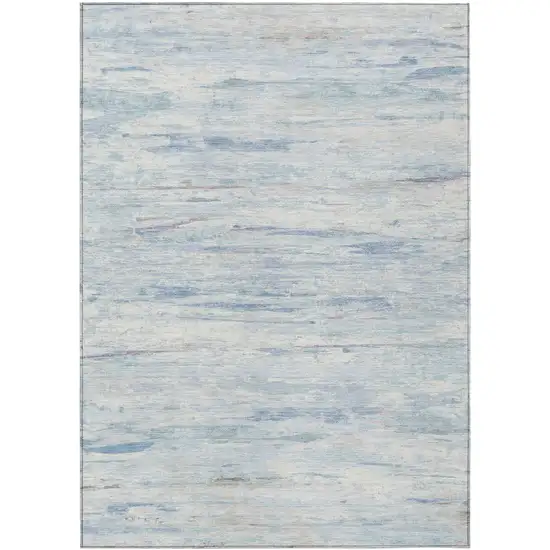Sky Blue And Ivory Abstract Washable Indoor Outdoor Area Rug Photo 8