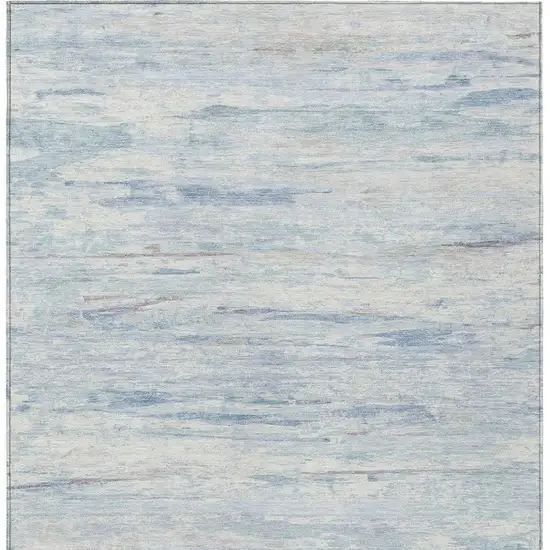 Sky Blue And Ivory Abstract Washable Indoor Outdoor Area Rug Photo 9