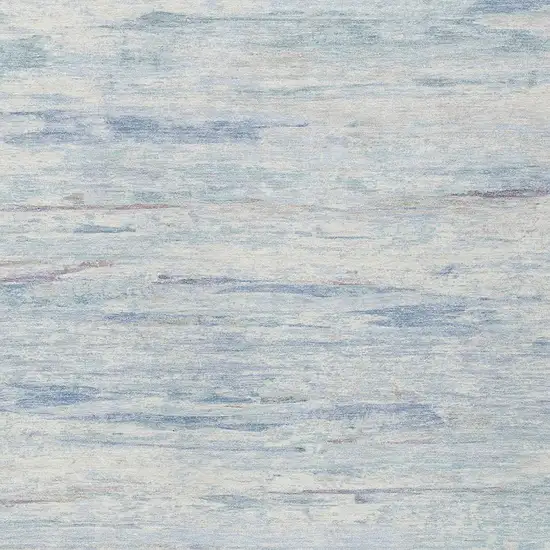 Sky Blue And Ivory Abstract Washable Indoor Outdoor Area Rug Photo 3