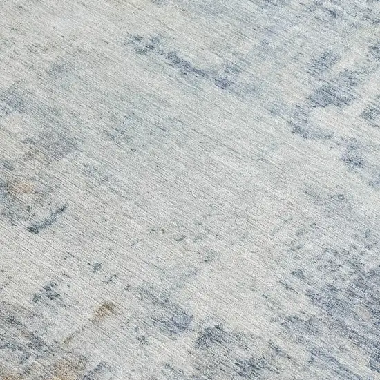 Sky Blue And Ivory Abstract Washable Indoor Outdoor Area Rug Photo 2