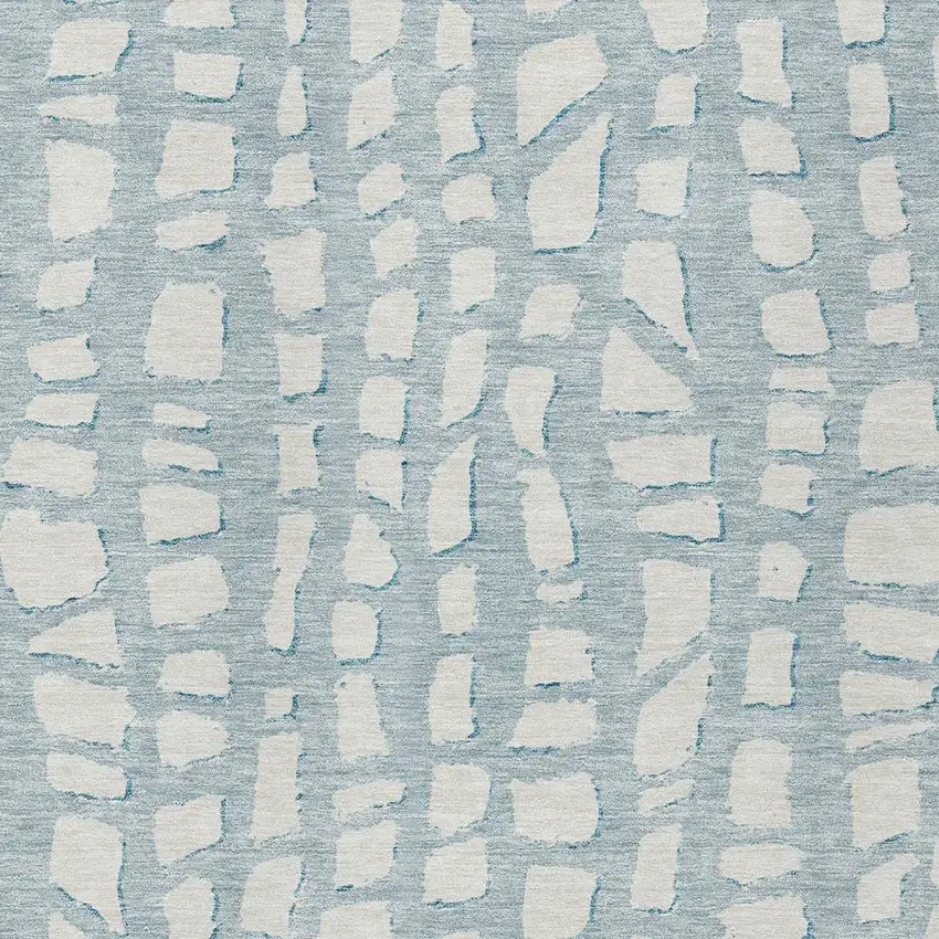 Sky Blue And Ivory Abstract Washable Indoor Outdoor Area Rug Photo 5