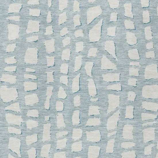 Sky Blue And Ivory Abstract Washable Indoor Outdoor Area Rug Photo 5