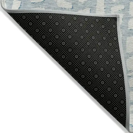 Sky Blue And Ivory Abstract Washable Indoor Outdoor Area Rug Photo 2