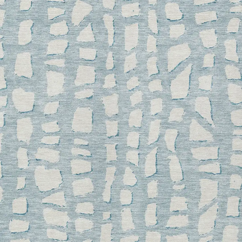 Sky Blue And Ivory Abstract Washable Indoor Outdoor Area Rug Photo 4