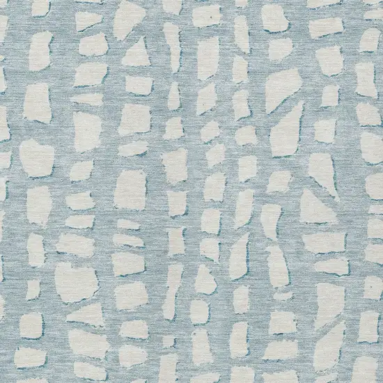Sky Blue And Ivory Abstract Washable Indoor Outdoor Area Rug Photo 4