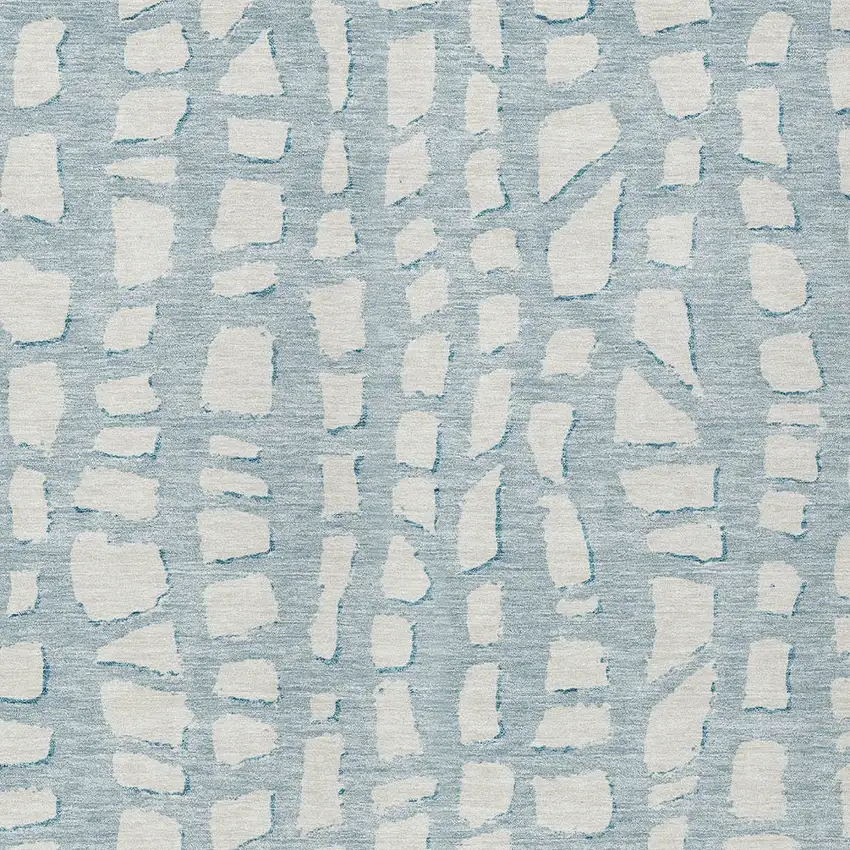 Sky Blue And Ivory Abstract Washable Indoor Outdoor Area Rug Photo 4