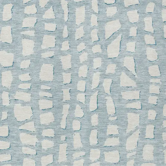 Sky Blue And Ivory Abstract Washable Indoor Outdoor Area Rug Photo 4