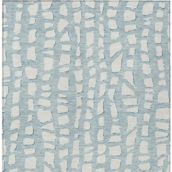 Sky Blue And Ivory Abstract Washable Indoor Outdoor Area Rug Photo 5