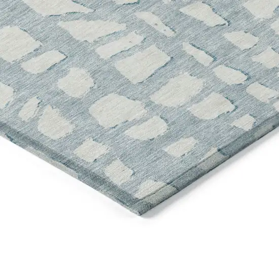 Sky Blue And Ivory Abstract Washable Indoor Outdoor Area Rug Photo 3