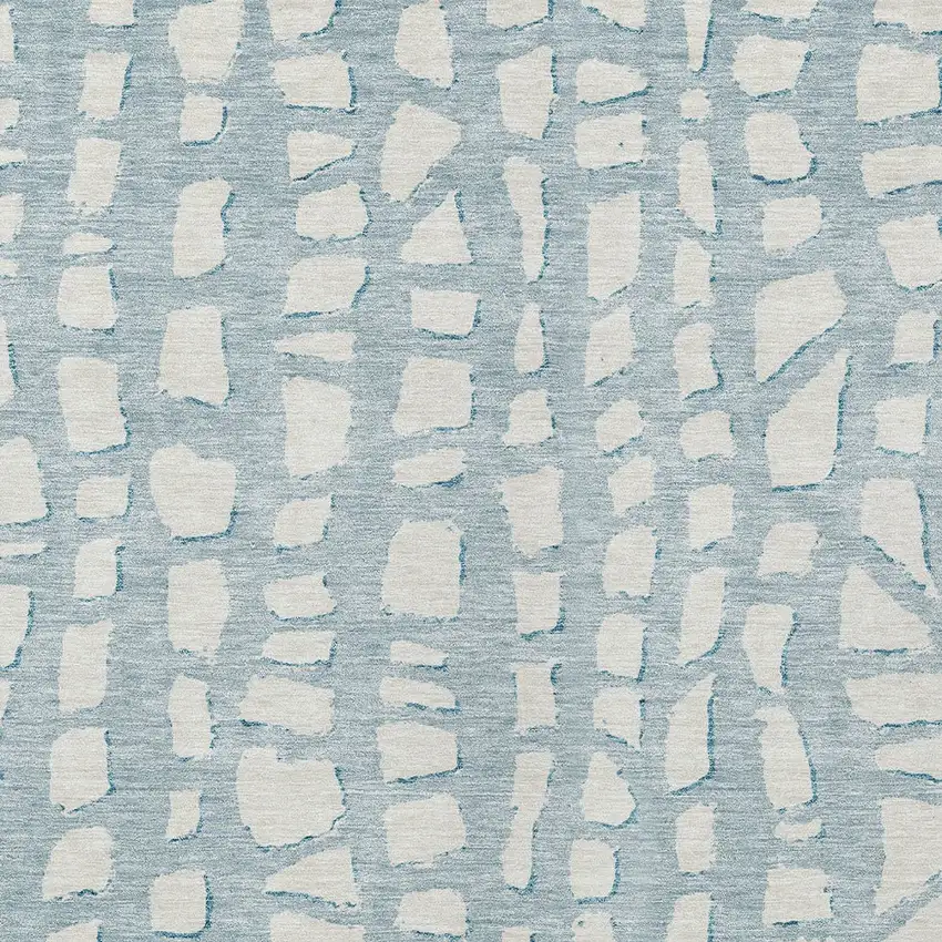 Sky Blue And Ivory Abstract Washable Indoor Outdoor Area Rug Photo 4