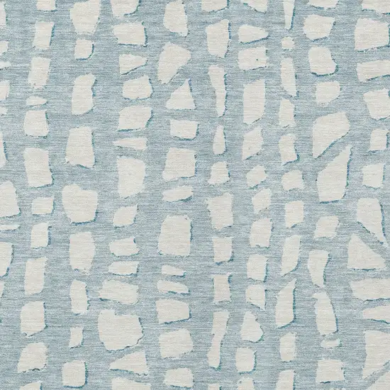 Sky Blue And Ivory Abstract Washable Indoor Outdoor Area Rug Photo 4